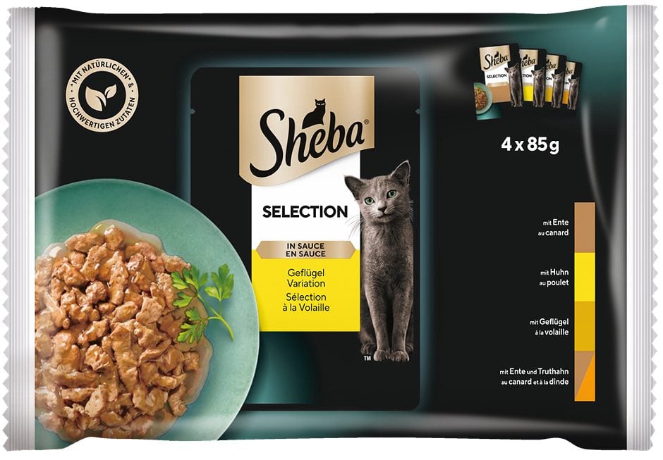 Sheba Selection in Sauce Katzennahrung Geflügel Variation 4x85g 340 G