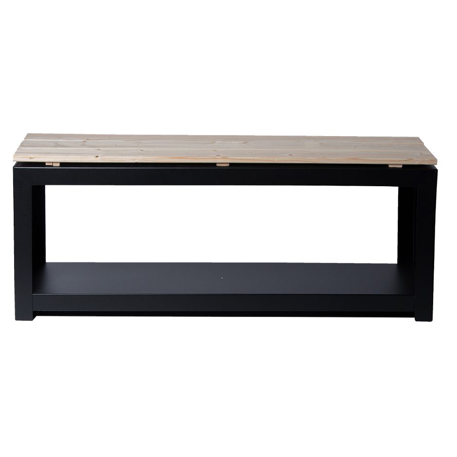 Esschert Design Bank mit Holzlager rechteckig