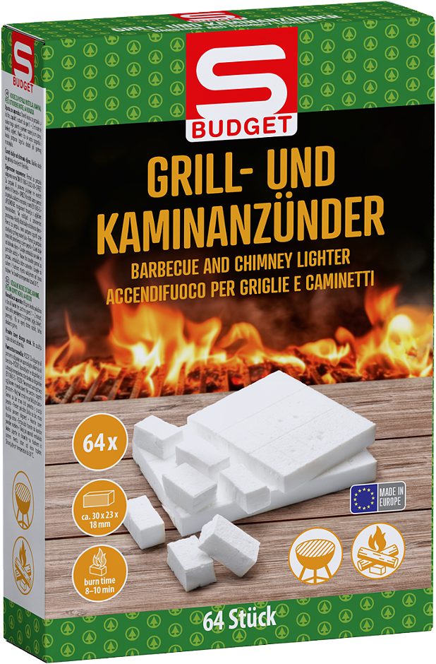 S-BUDGET Grill- und Kaminanzünder 64 Stück