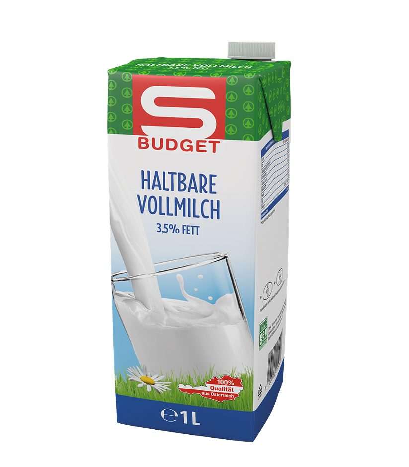 S-BUDGET Haltbare Vollmilch 3,5% Fett 1 L EINWEG ohne Pfand