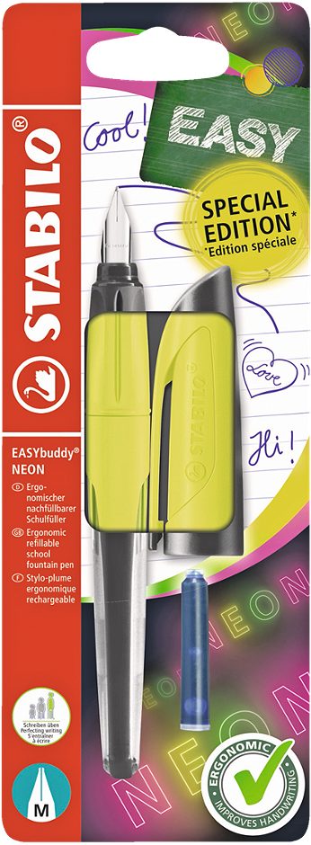 STABILO Füllfeder Easy Buddy M, neongelb