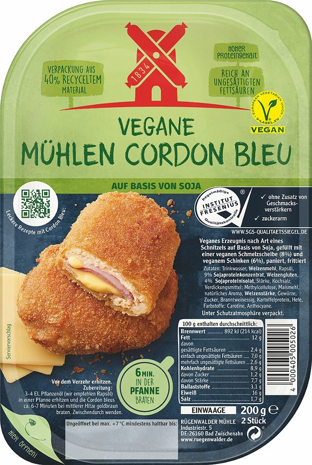 Rügenwalder Vegane Mühlen Cordon Bleu 200 G