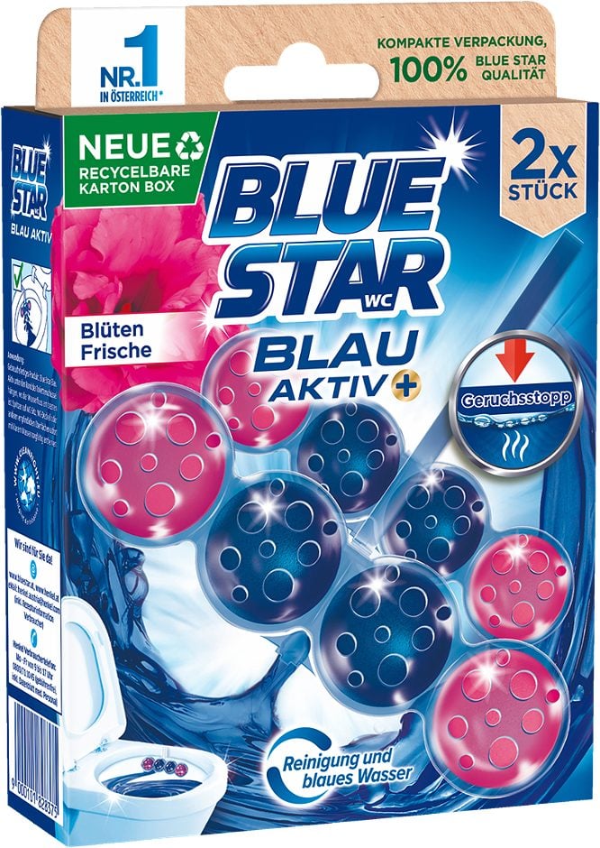 Blue Star Blau-Aktiv WC-Spüler Blütenfrische 2 x 50g