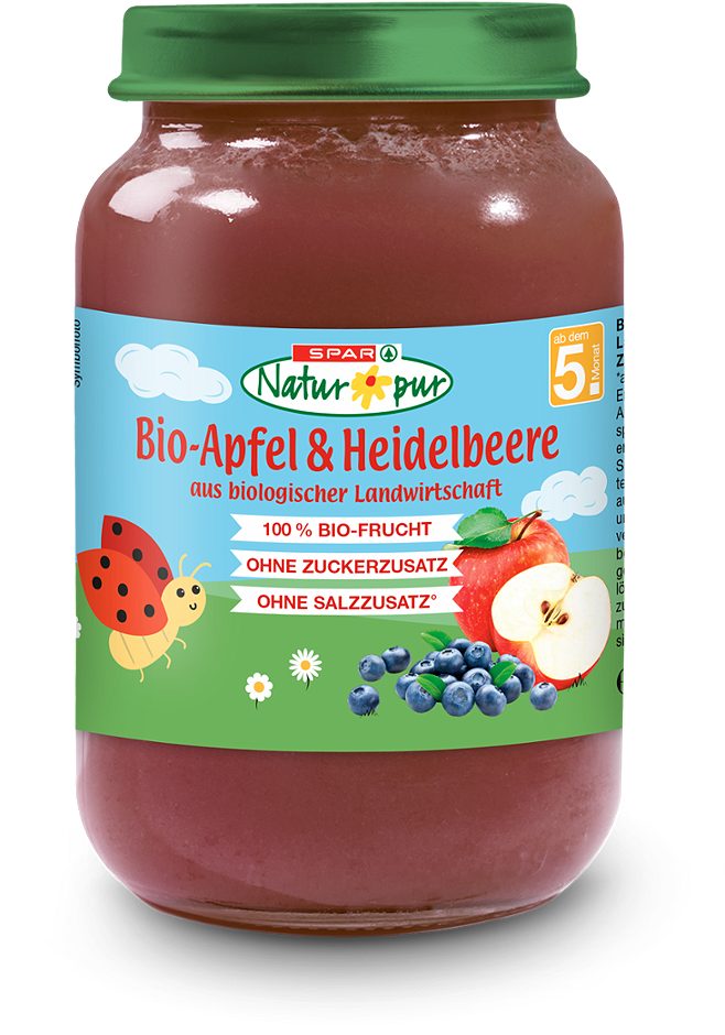 SPAR Natur*pur Bio-Apfel&Heidelbeere 190 G