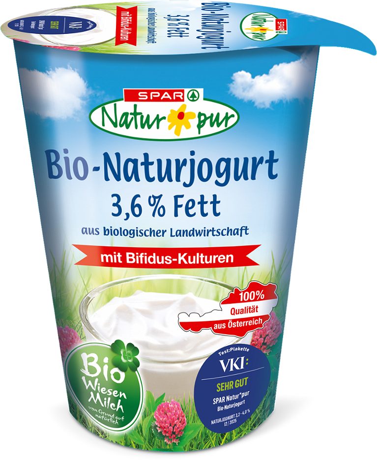 SPAR Natur*pur Bio-Naturjogurt 3,6% Fett aus Wiesenmilch 250 G