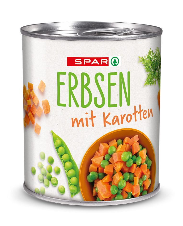 SPAR Erbsen mit Karotten 800 G
