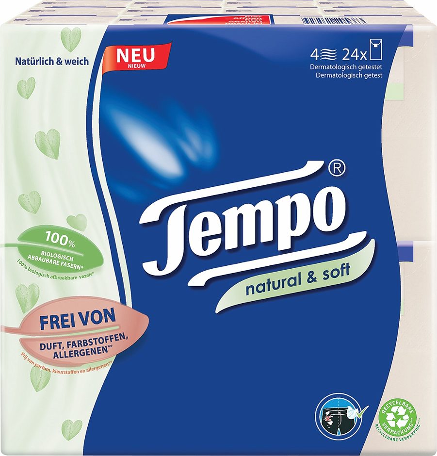 Tempo Taschentücher natural & soft 24 x 9 Stück