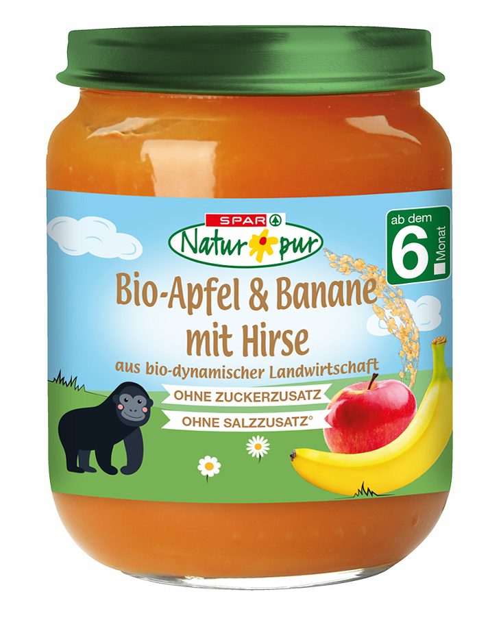 SPAR Natur*pur Bio-Apfel & Banane mit Hirse 190 G