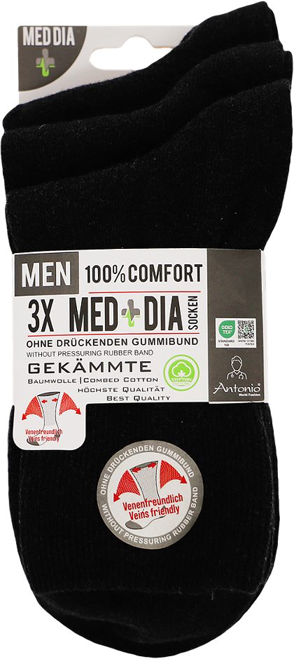 Hats Herren Socken Diabetiker anthrazit, 43/46 3er