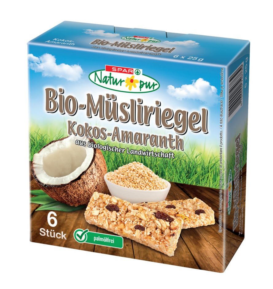 SPAR Natur*pur Bio-Müsliriegel Kokos-Amaranth 6 x 25g 150 G