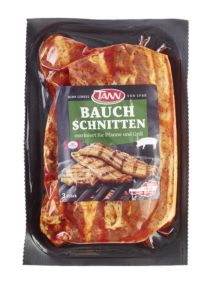 TANN Bauchschnitten vom Schwein mariniert 1 KG
