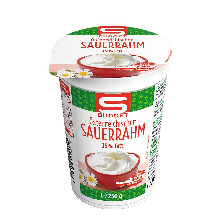 S-BUDGET Österreichischer Sauerrahm 15% Fett 250 G
