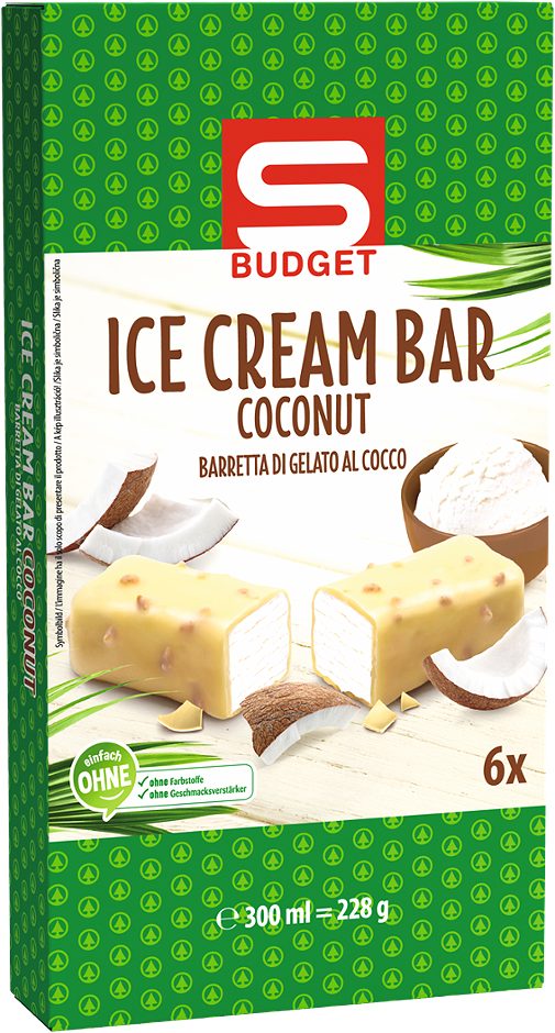 S-BUDGET Ice Cream Bar Coconut 6 Stück 300 ML