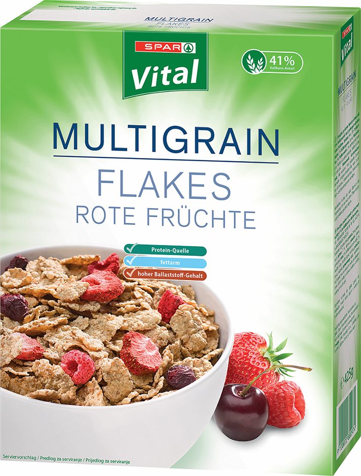 SPAR Vital Multigrain Flakes Rote Früchte 425 G
