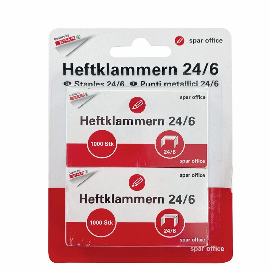 SPAR office Heftklammern 24/6, verzinkt 2 x 1000 Stück