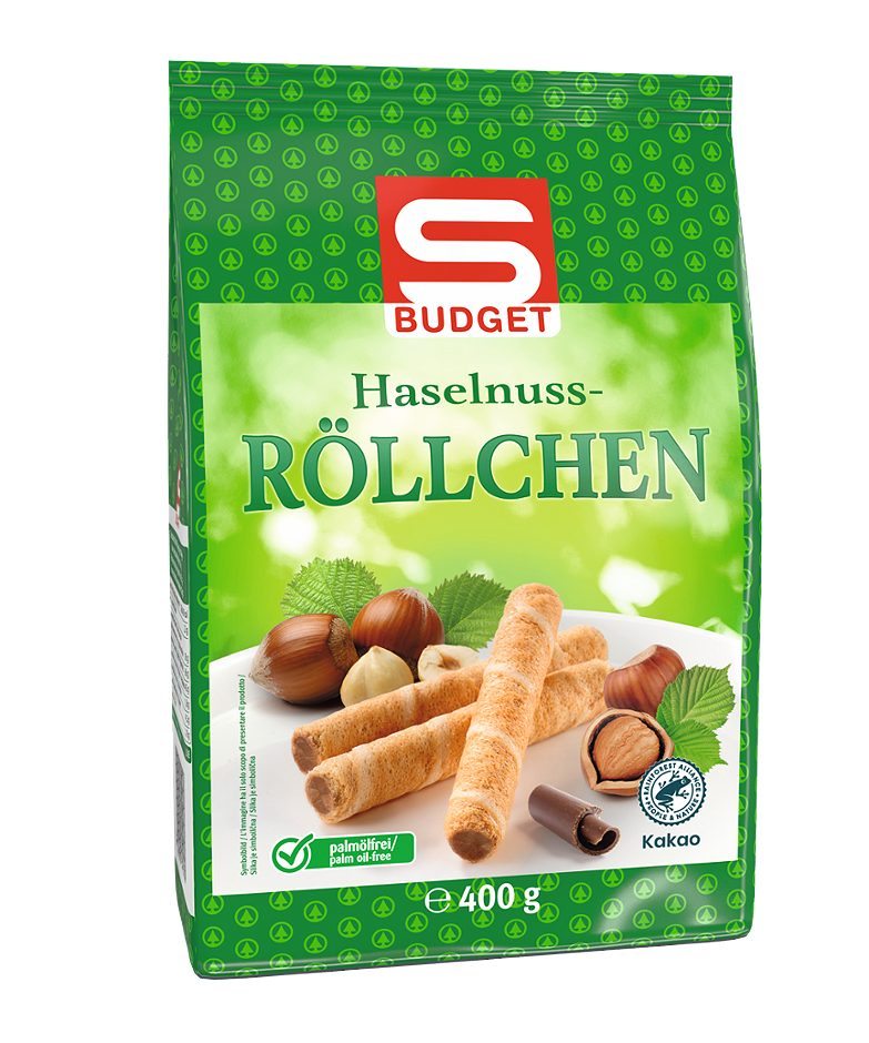 S-BUDGET Haselnuss-Röllchen 400 G