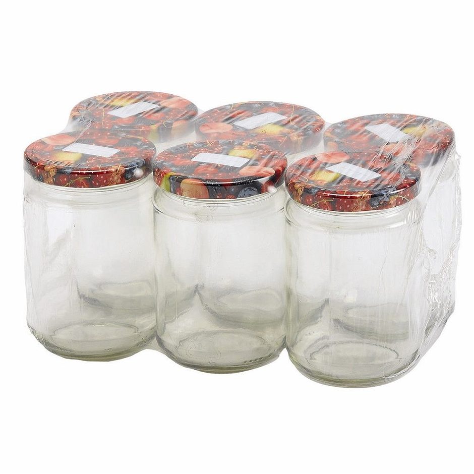 SIMPEX BASIC Marmeladenglas 390 ml dekor 6er Packung