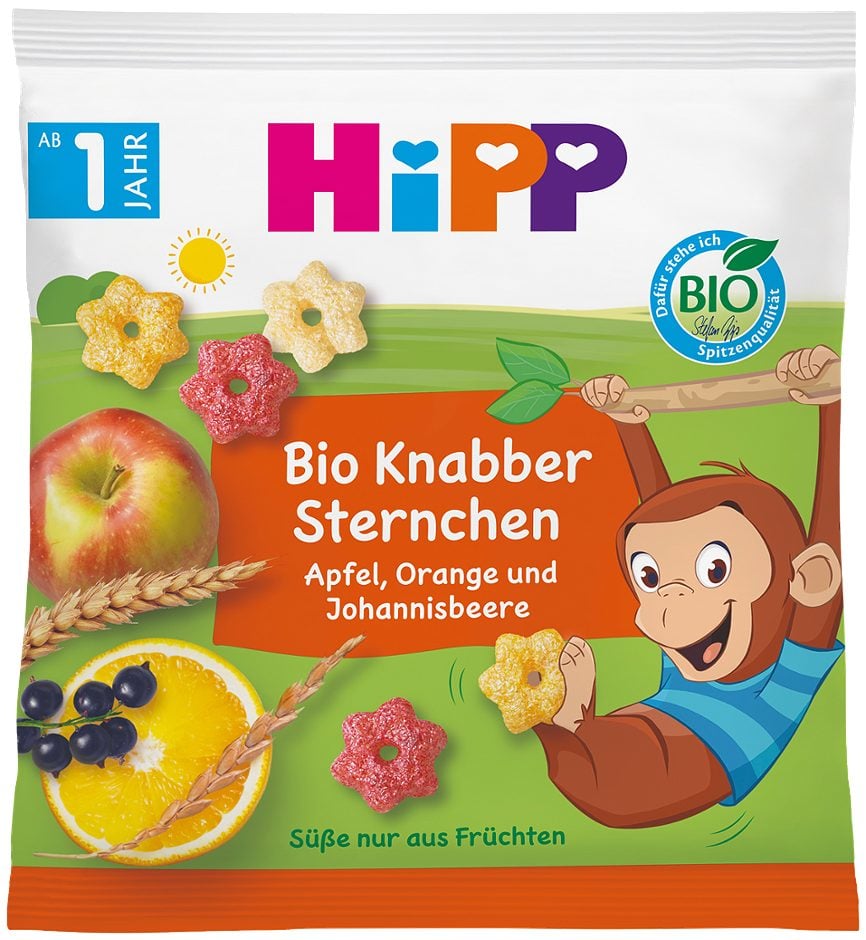 Hipp Bio Knabber Sternchen Apfel Orange Johannisbeere 30 G