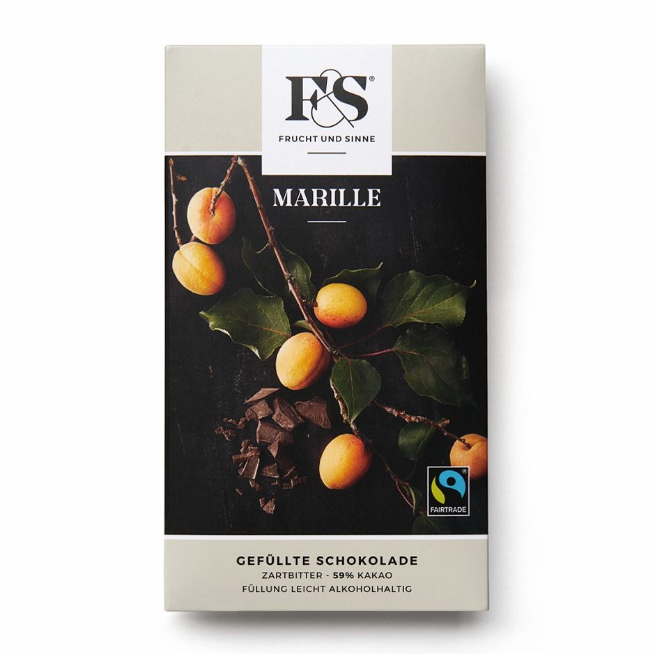 Frucht & Sinne Gefüllte Schokolade Marille 80 G