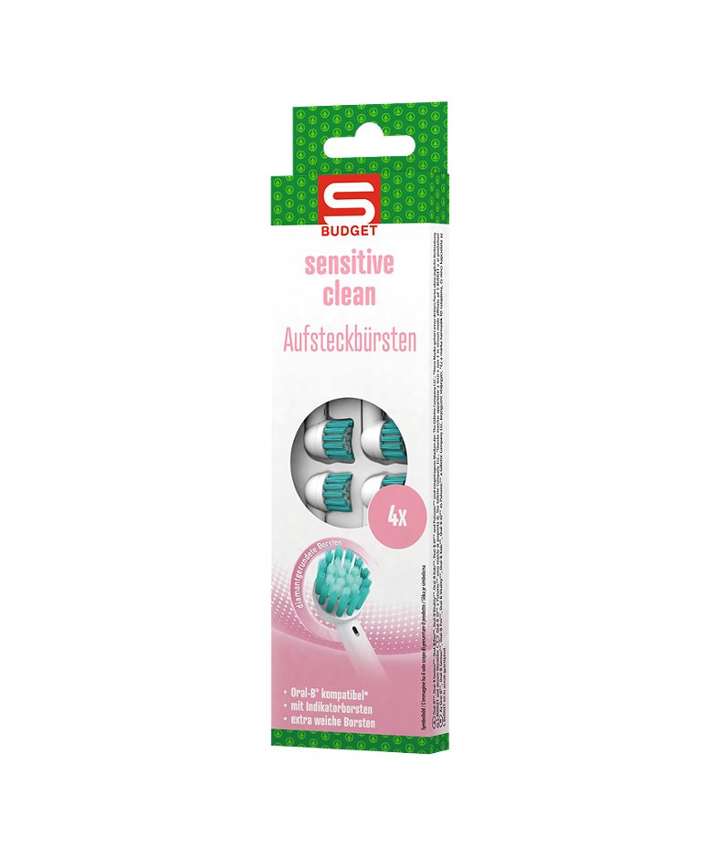 S-BUDGET Aufsteckbürsten 4er Pack sensitive clean