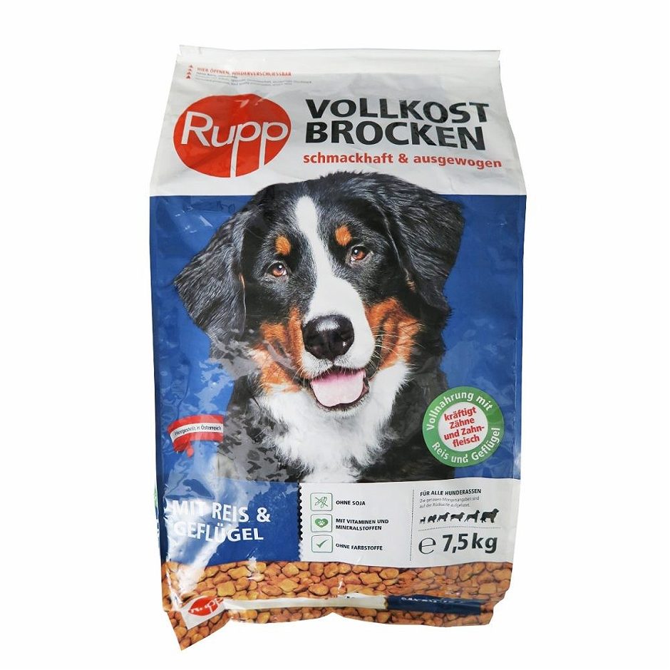 Rupp Vollkostbrocken Hundetrockennahrung Geflügel & Reis 7,5 KG
