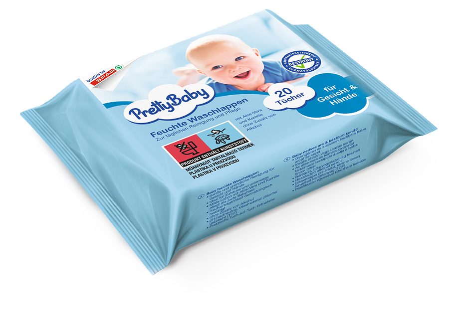 Pretty Baby Feuchte Waschlappen für Gesicht & Hände 20 Tücher