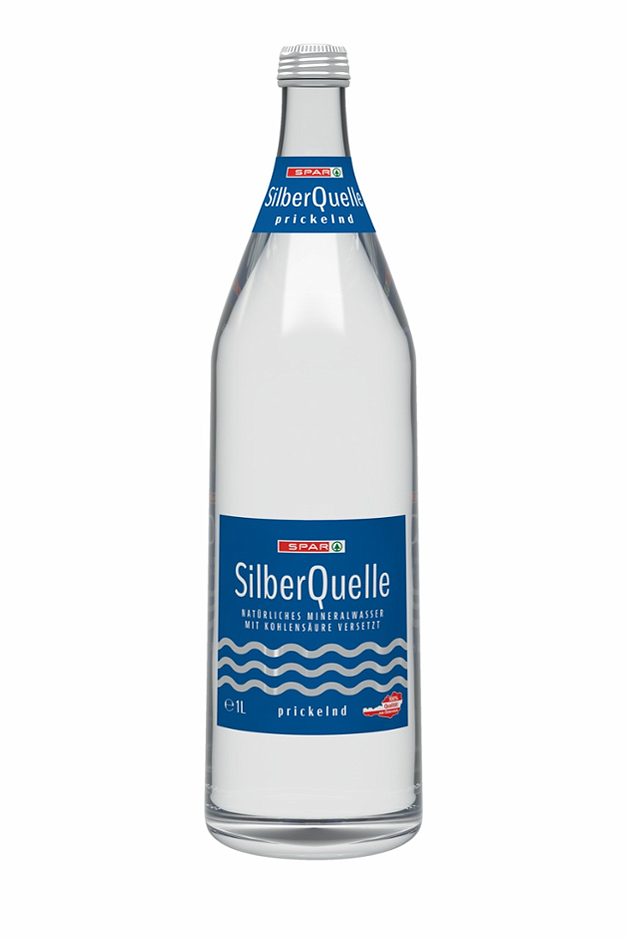 SPAR SilberQuelle Natürliches Mineralwasser prickelnd 1 L MEHRWEG