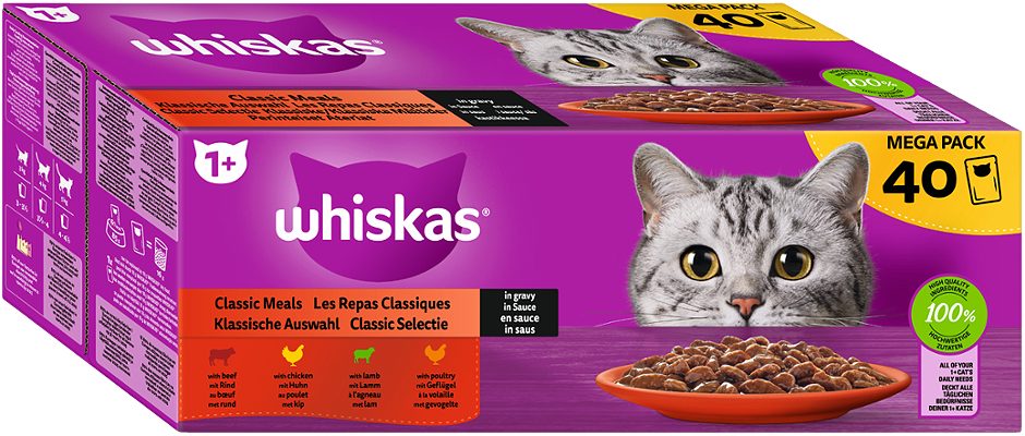 Whiskas Katzennahrung Klassische Auswahl 40x85g 3,4 KG