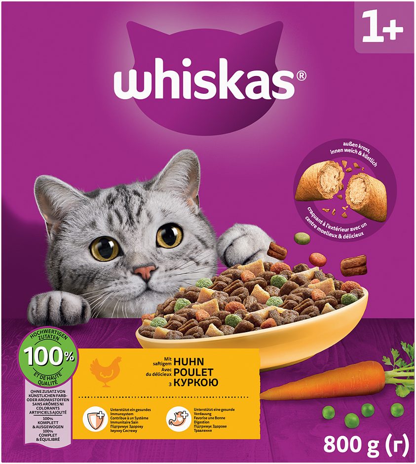 Whiskas Katzentrockennahrung Huhn 1+ 800 G