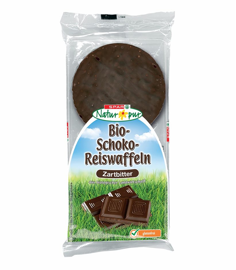 SPAR Natur*pur Bio-Schoko-Reiswaffeln Zartbitter 6 Stück 100 G