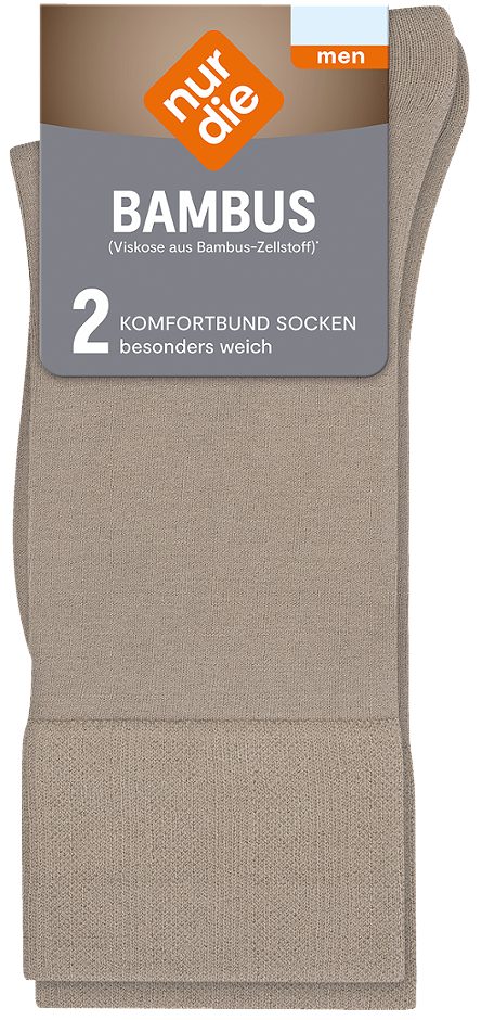 Nur Die Herren Socken Bambus, beige, 39/42 2er