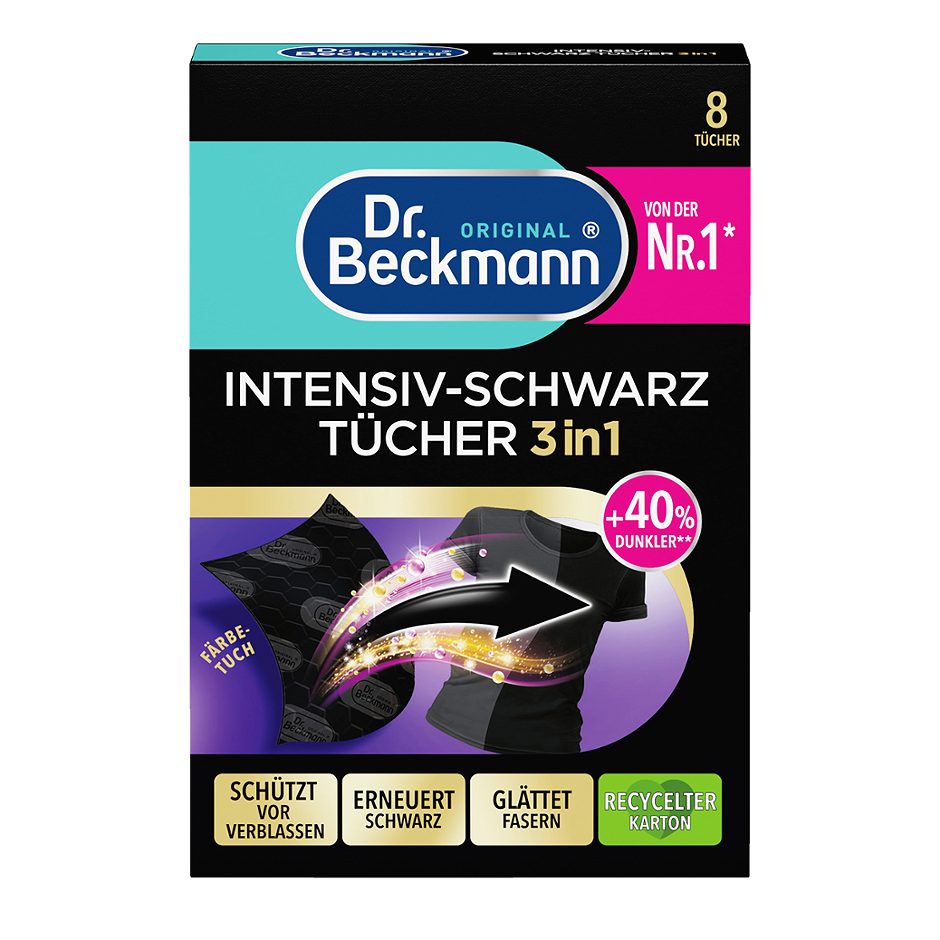 Dr. Beckmann Intensiv-Schwarz Tücher 3in1 8 Tücher