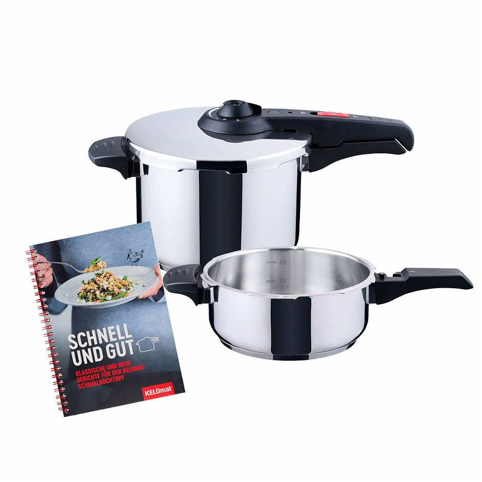 Kelomat Bolero Schnellkochtopf Set inkl. Gratis Kochbuch 6 Liter + 3,5 Liter