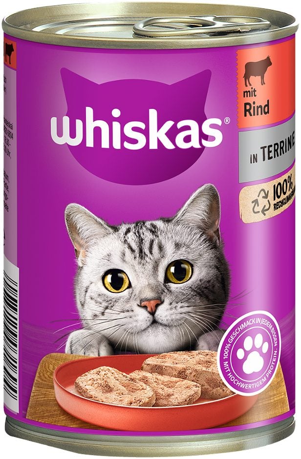 Whiskas Katzennahrung Rind in Terrine 1+ 400 G