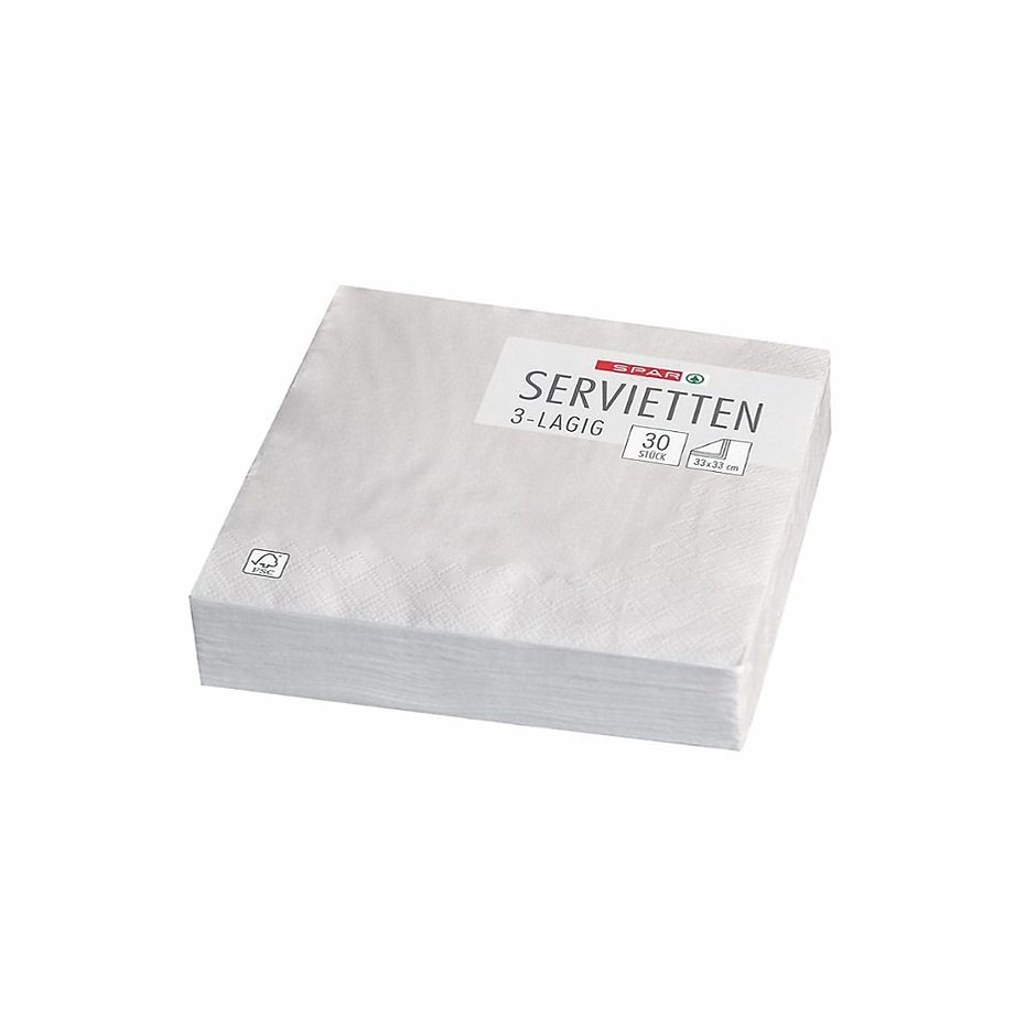 SPAR Servietten 33x33cm Weiss 30 Stück