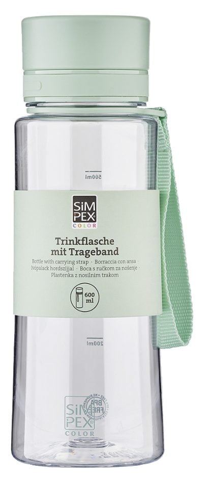 SIMPEX COLOR Trinkflasche mit Trageband 600ml Grün