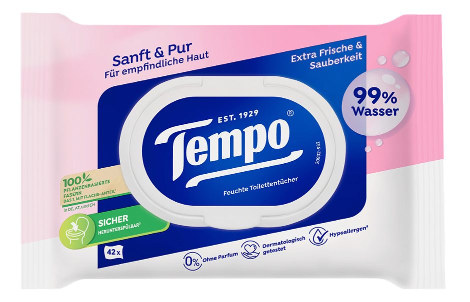 Tempo Feuchte Toilettentücher sanft & pur 42 Stück