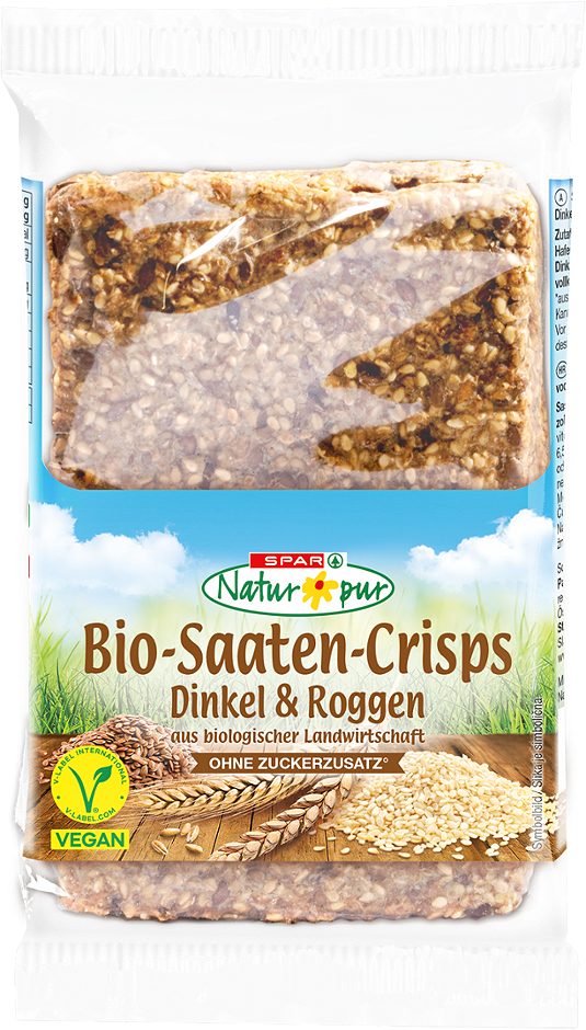 SPAR Natur*pur Bio-Saaten-Crisps Dinkel & Roggen 200 G