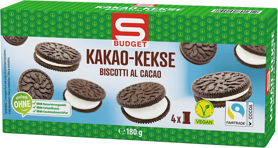 S-BUDGET Kakaokekse 4 x 45g 180 G