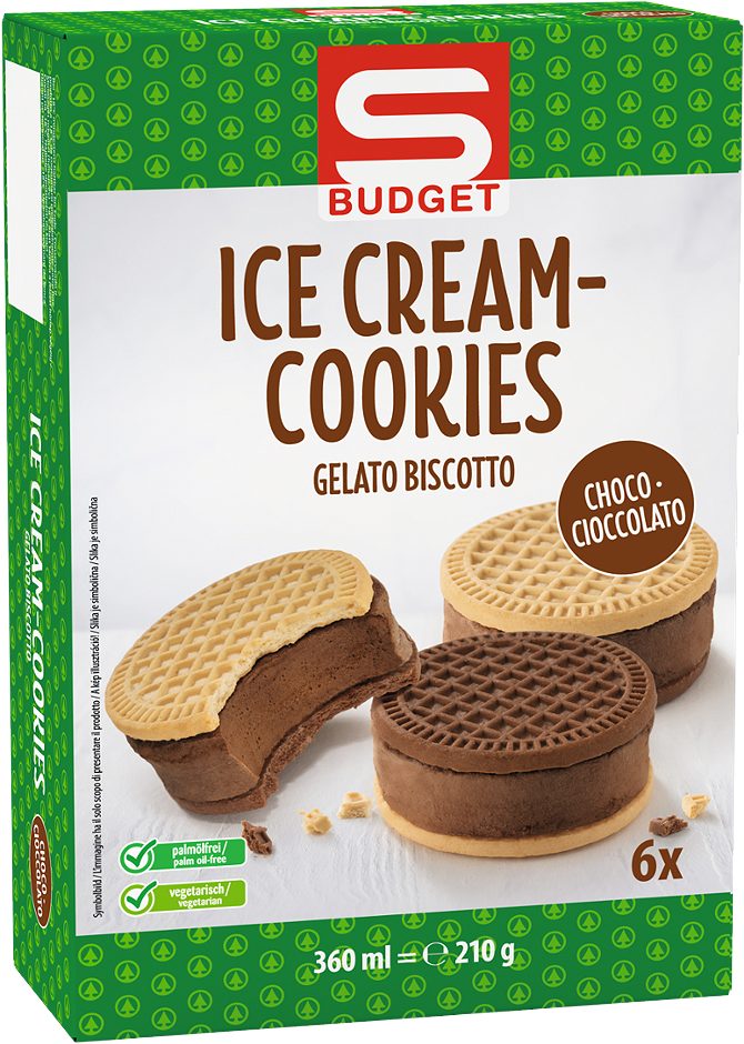 S-BUDGET Ice Cream-Cookies Choco 6 Stück 360 ML