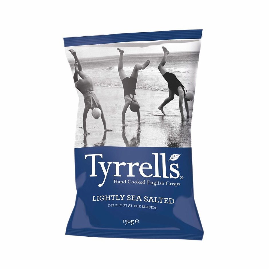 Tyrrells Hand Cooked English Crisps Lightly Sea Salted 150 G