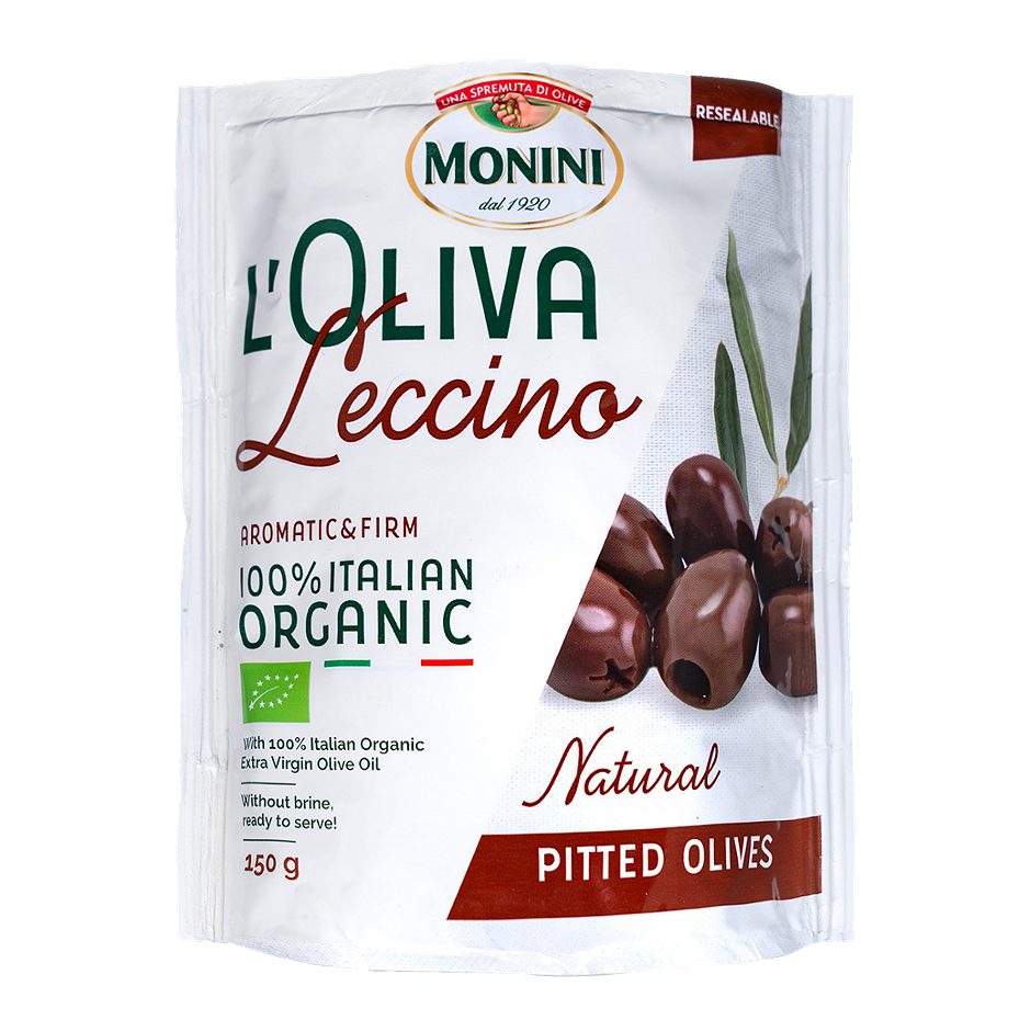 Monini Oliven Léccino schwarz entsteint 150 G