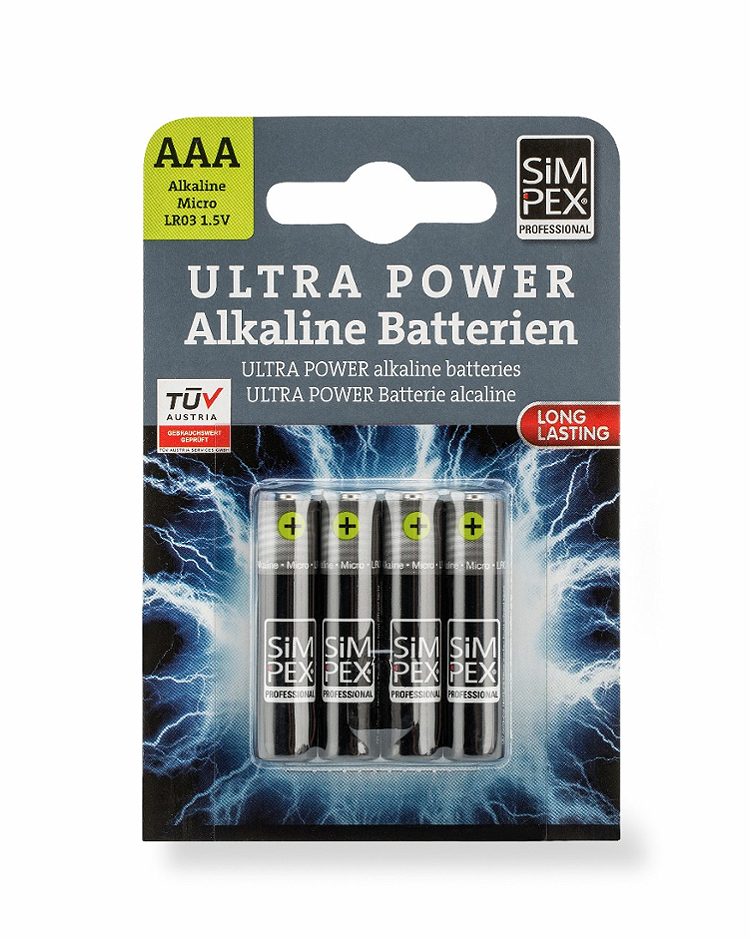 SIMPEX PROFESSIONAL Batterien Ultra Power Alkaline 4 Stück