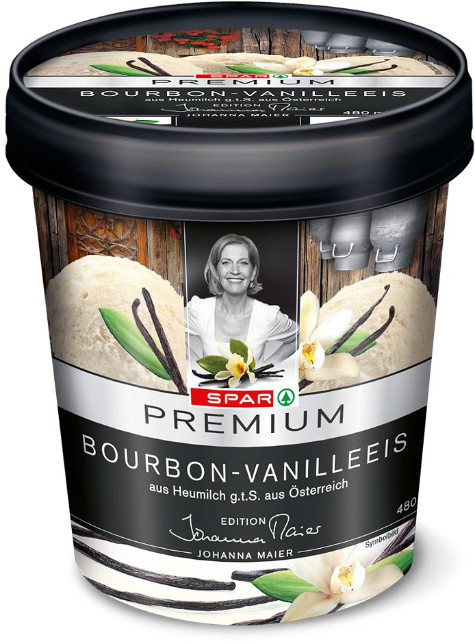 SPAR PREMIUM Edition Johanna Maier Bourbon-Vanilleeis aus Heumilch g.t.S. 480 ML