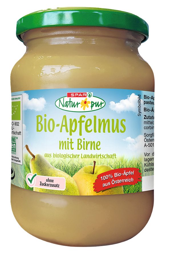SPAR Natur*pur Bio-Apfelmus mit Birne 350 G