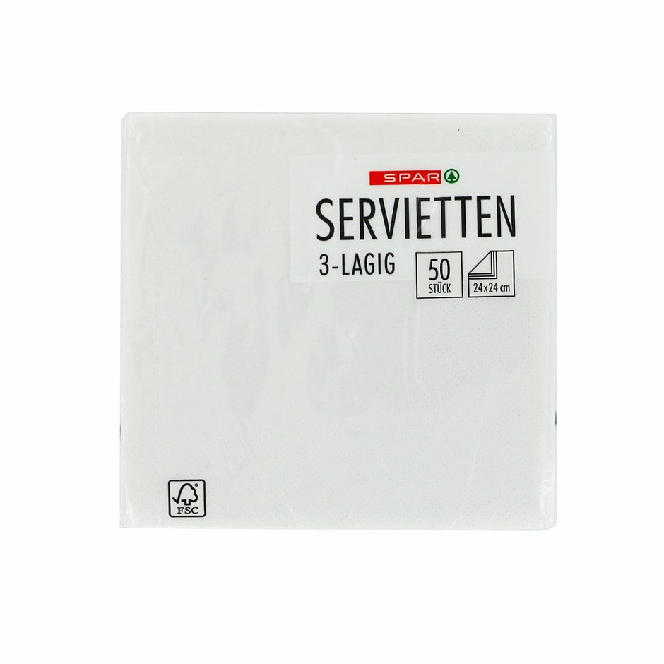 SPAR Servietten 24x24 Weiss 50 Stück