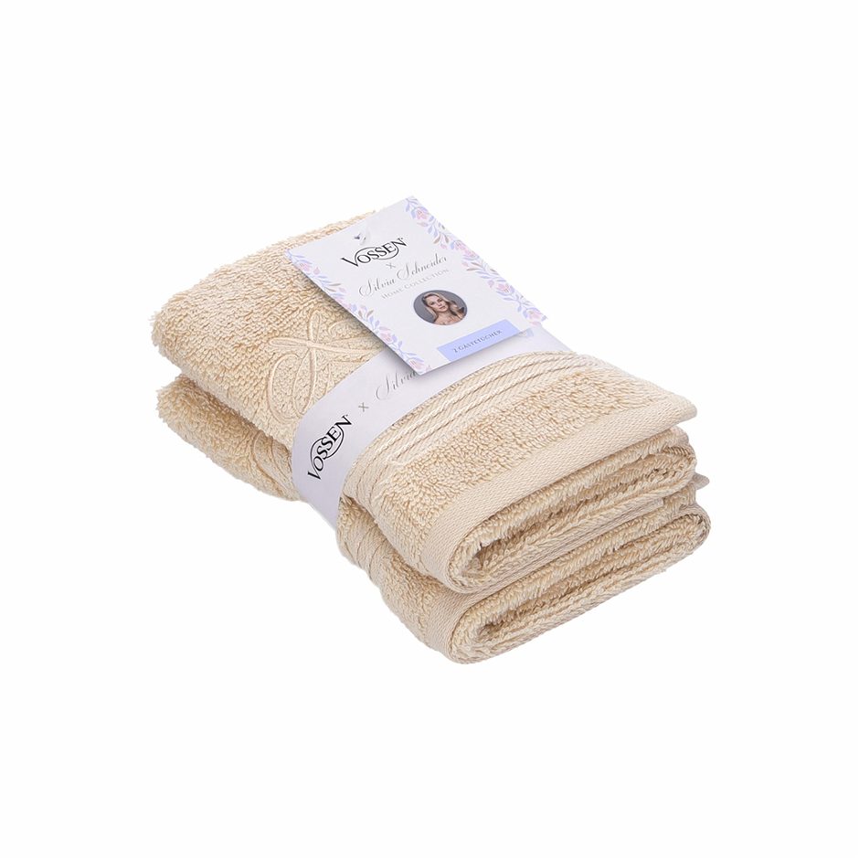 Vossen x Silvia Schneider Gästetuch 2er Set beige 30x50cm