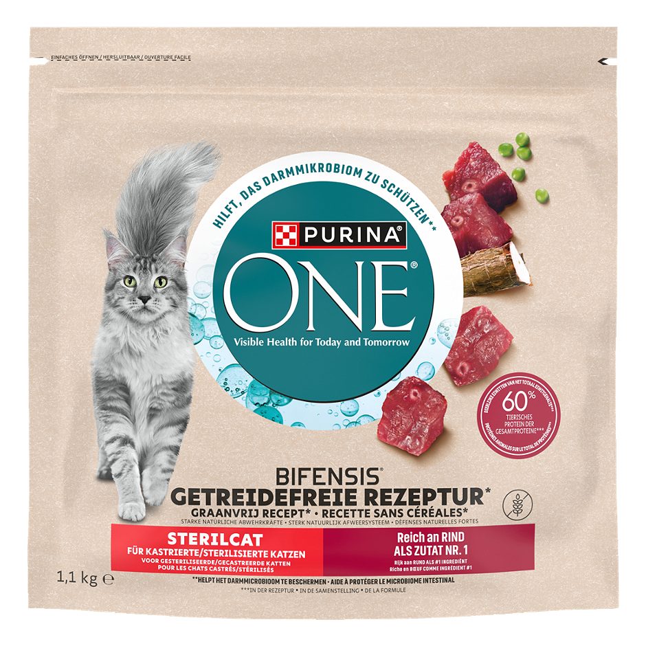 Purina One Katzentrockennahrung Grain Free Rind 1,1 KG