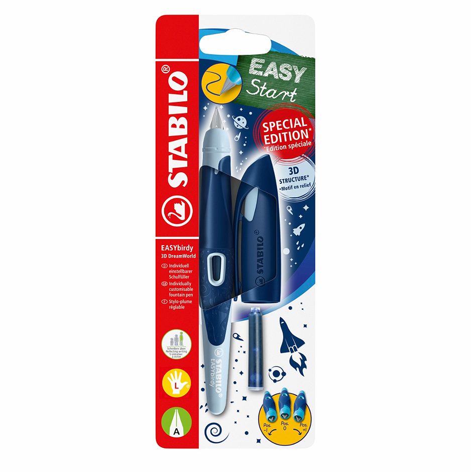 STABILO Füllfeder EASY Birdy 3D blau, Linkshänder