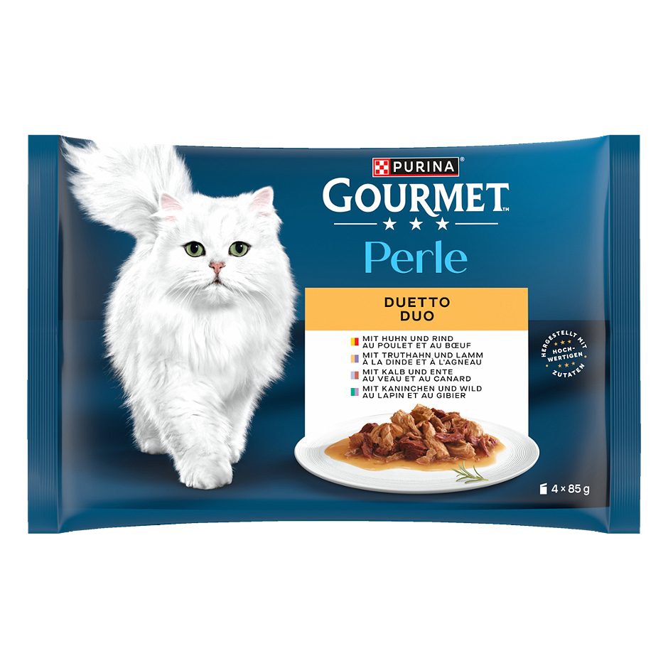 Gourmet Perle Katzennahrung Duetto Sorten-Mix 4x85g 340 G
